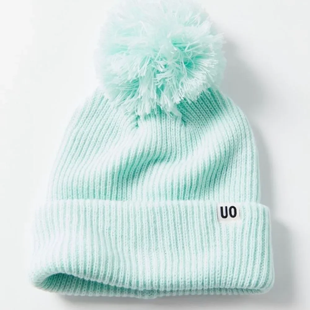 NEW Urban Outfitters UO Ribbed Pom Pom  Beanie Mint Hat